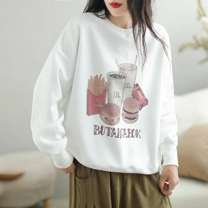 Autumn Fashion Print Casual Loose Cotton Sweater