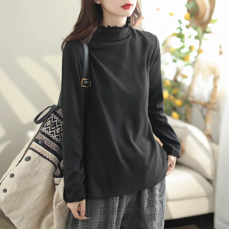 Autumn Minimalist Casual Lace Patchwork Trim Sweater