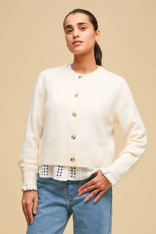 100% Merino Wool Brittany Cardigan | Cream