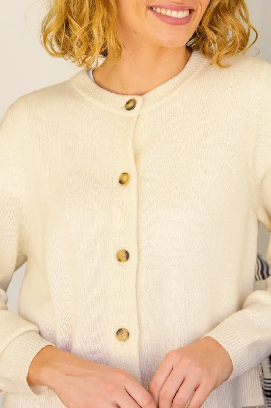 100% Merino Wool Brittany Cardigan | Cream