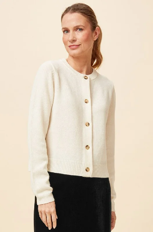 100% Merino Wool Brittany Cardigan | Cream