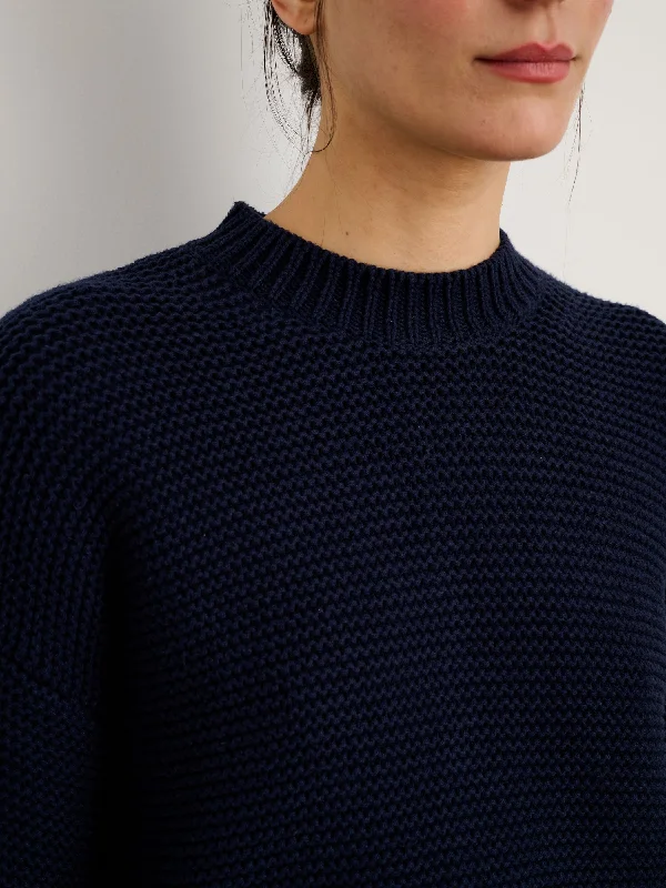 Button-Back Crewneck Sweater