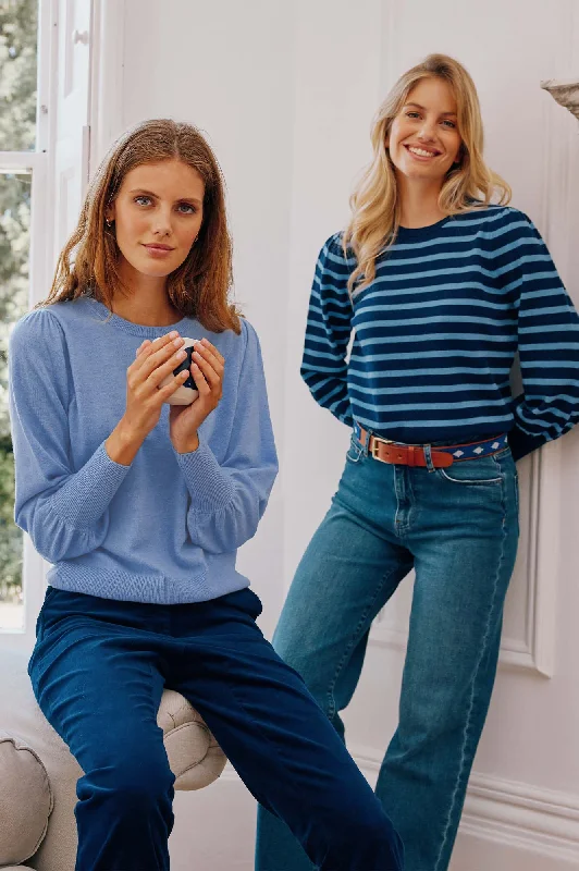 100% Merino Wool Crew Neck Jumper | Serene Blue