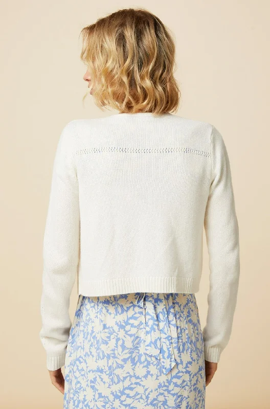 100% Merino Wool Edge To Edge Cardigan | Ivory