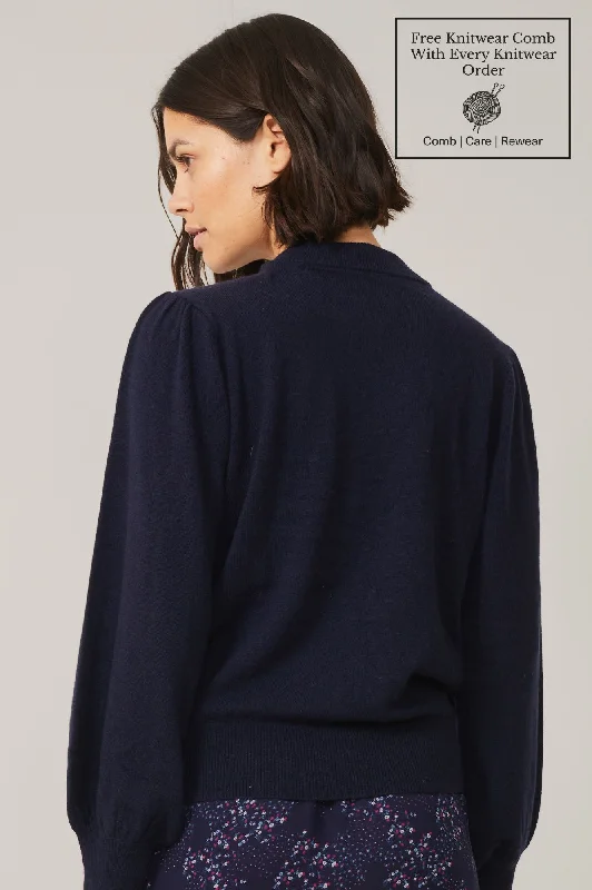 Merino Cashmere Blend Crew Neck Jumper | Navy