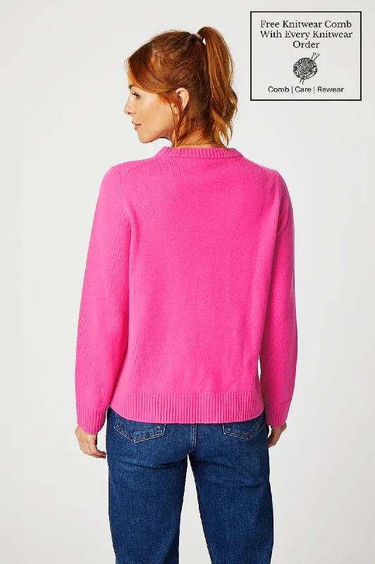 100% Merino Wool Polar Bear Jumper | Pink/Red