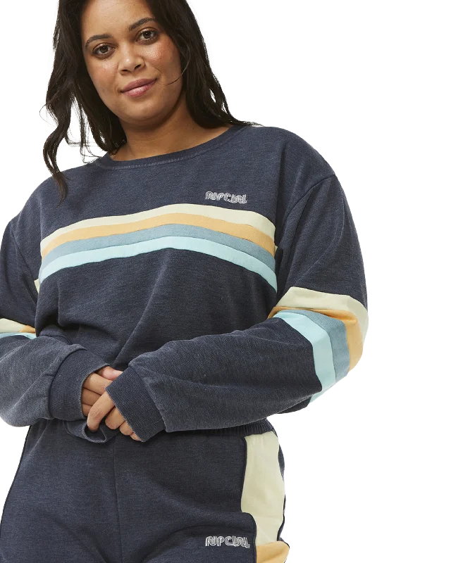 Surf Revival Panelled Sweatshirt in Navy