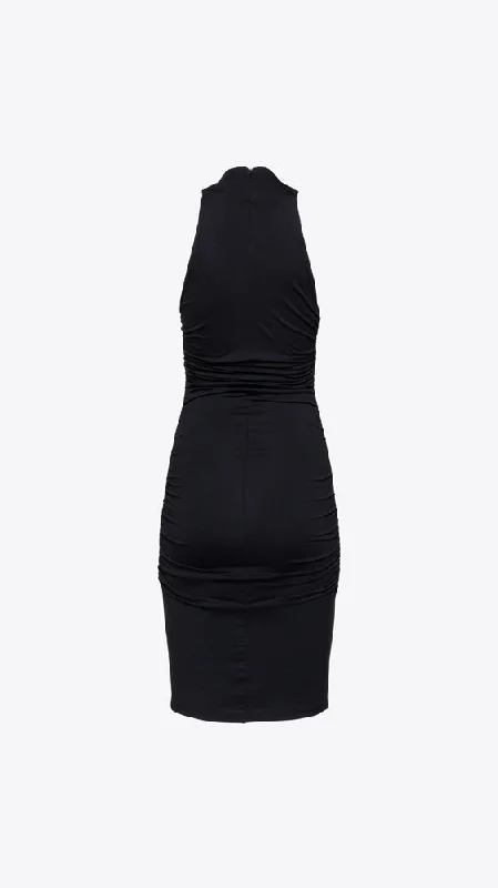 Halter Cross Front Mock 18” Dress - Black