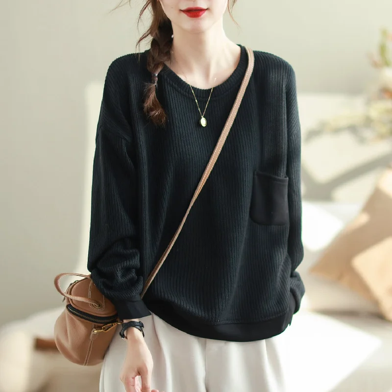 Women Casual Fashion Cotton Loose Knitted Sweater