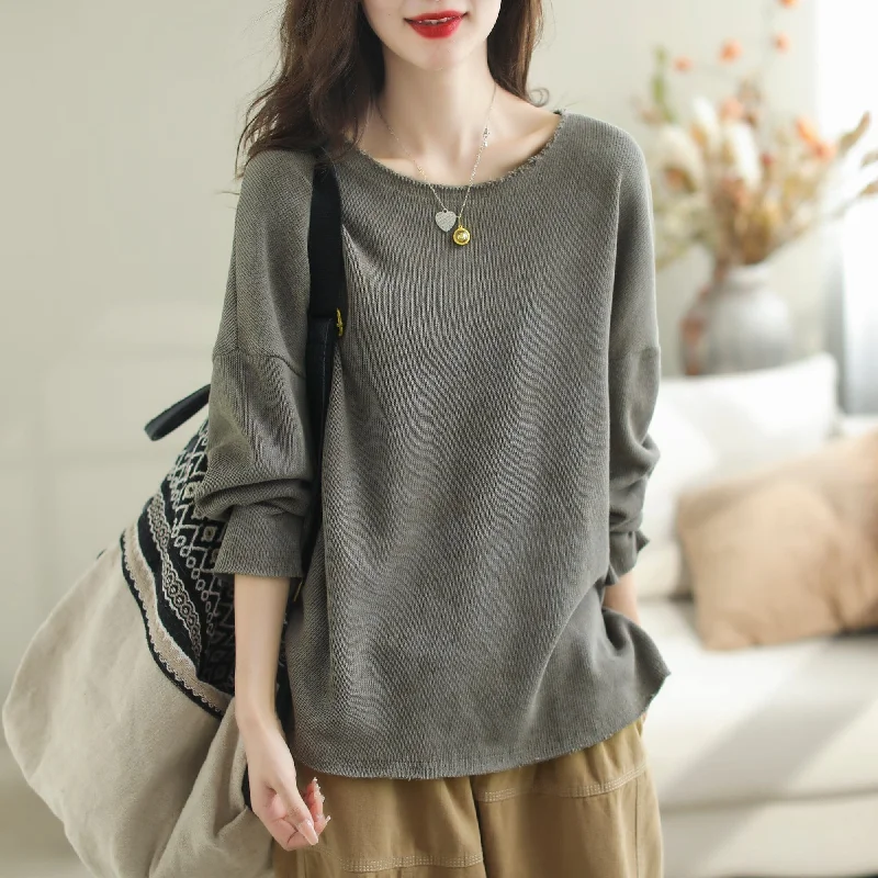 Women Casual Fashion Solid Loose Sweater