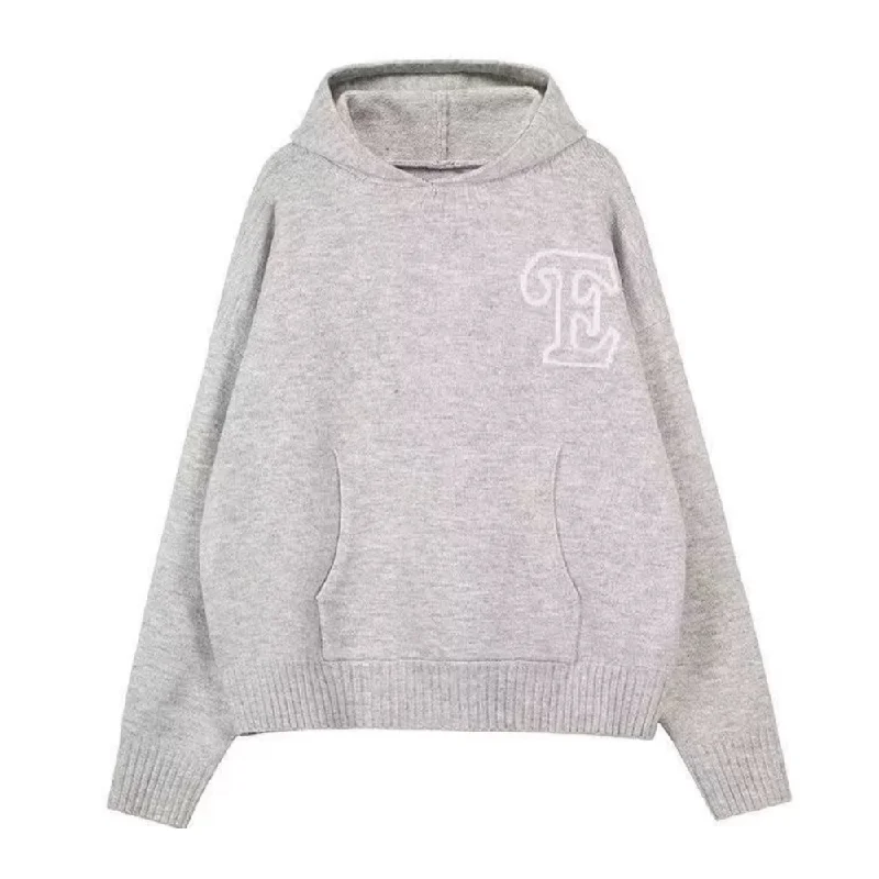 Womens Casual Solid Color Hooded Sweater