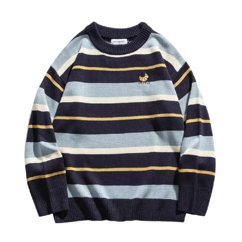 Women's Japanese Versatile Striped Knitted Sweater