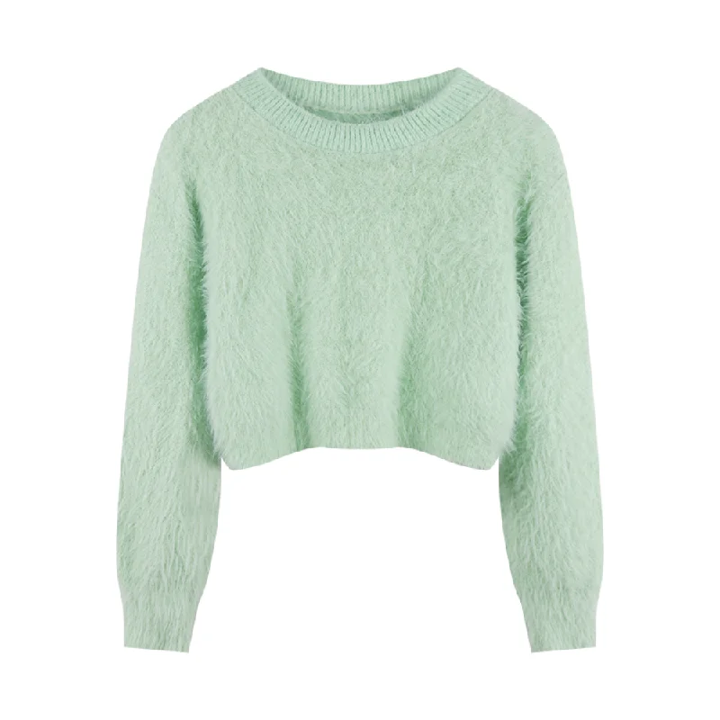 Women's Solid Color Cropped Sweater