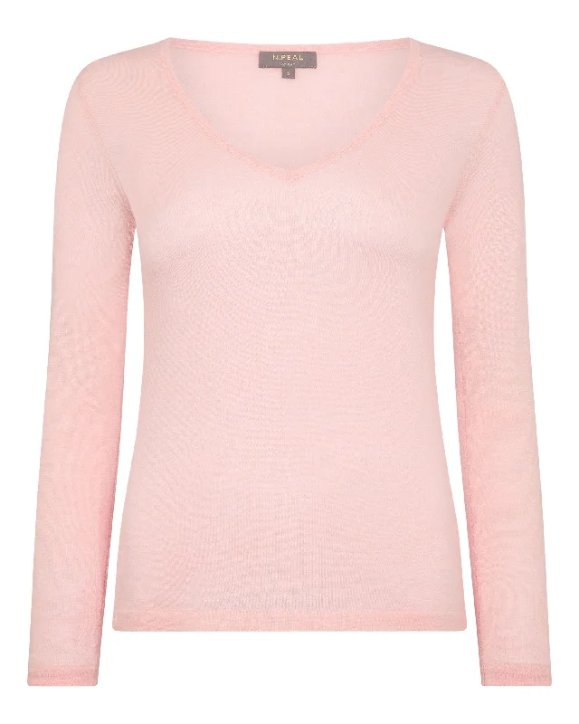 Women's Imogen Superfine Cashmere V Neck Sweater Blush Pink