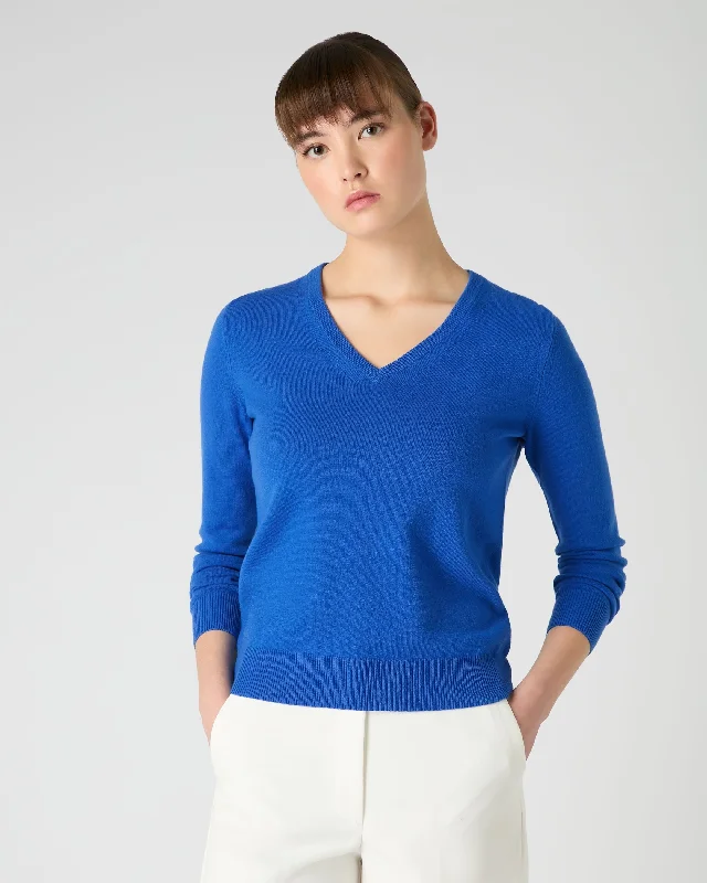 Women's Phoebe V Neck Cashmere Sweater Sonic Blue