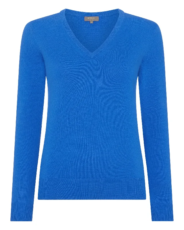 Women's Phoebe V Neck Cashmere Sweater Sonic Blue