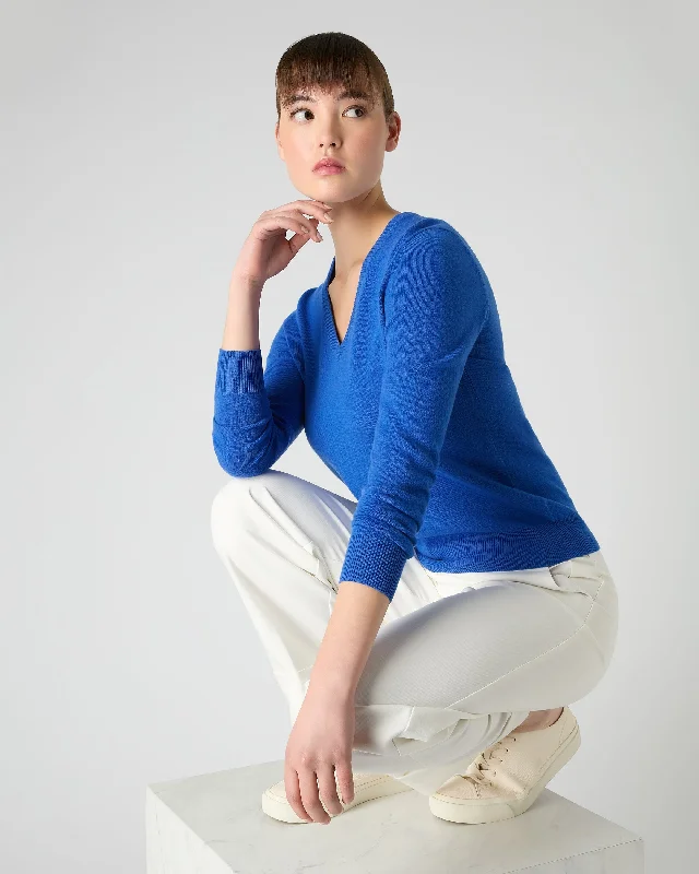 Women's Phoebe V Neck Cashmere Sweater Sonic Blue