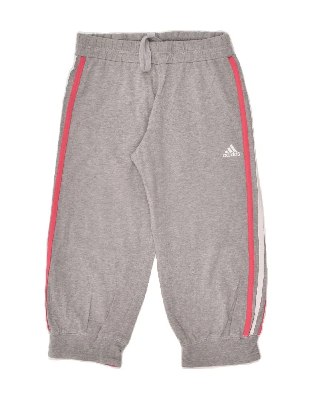 ADIDAS Womens Capri Tracksuit Trousers Joggers UK 8 Small Grey Cotton