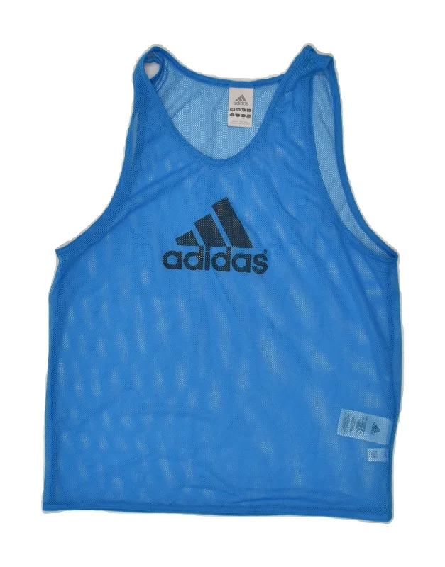 ADIDAS Womens Graphic Vest Top UK 10 Small Blue Polyester