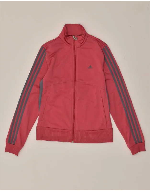 ADIDAS Womens Tracksuit Top Jacket UK 12 Medium  Red Polyester