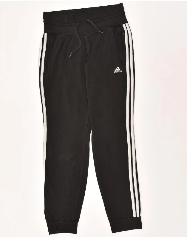 ADIDAS Womens Tracksuit Trousers Joggers UK 14 Medium Black Cotton