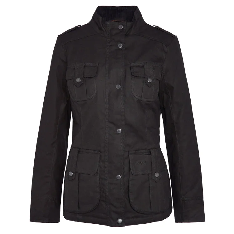 Barbour Ladies Defence Wax Jacket - Black/Classic - Size 18