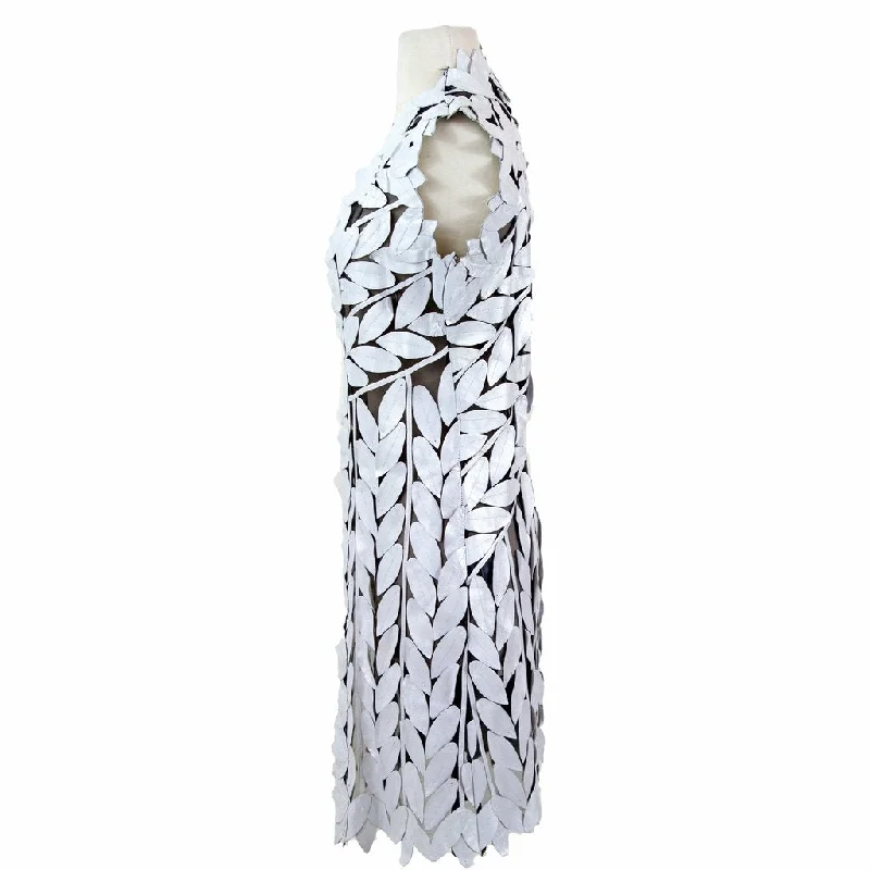 Belgin Francis Classic Leaf Design Leather Midi Vest - WHITE