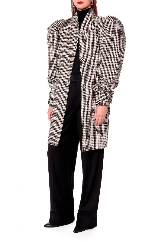 CHECKERED COAT ""MARION"" WITH VOLUMINOUS SLEEVES