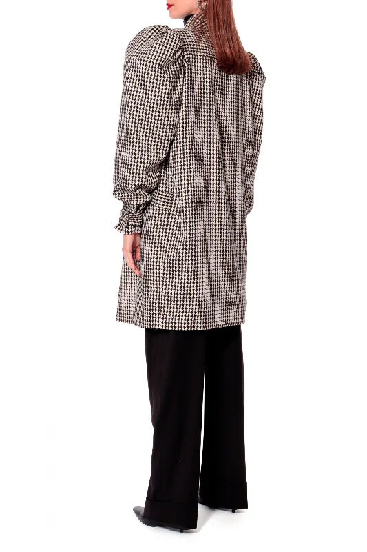 CHECKERED COAT ""MARION"" WITH VOLUMINOUS SLEEVES