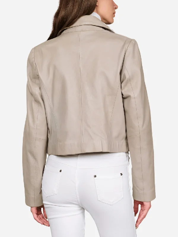 Daisy Cropped Leather Biker Jacket