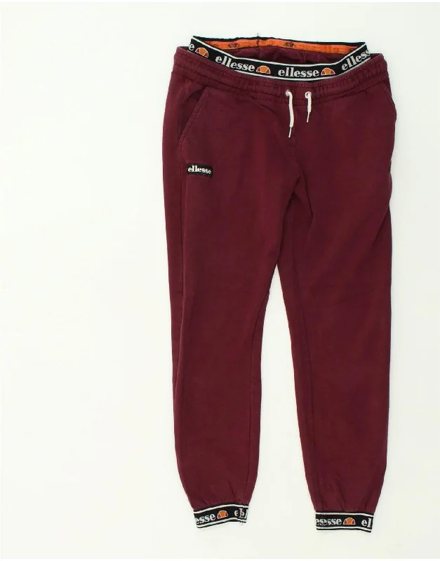 ELLESSE Womens Graphic Tracksuit Trousers Joggers UK 12 Medium  Burgundy