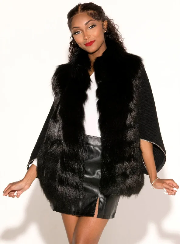 Fox Fur Jacket with Zip Sweater Sleeves & Down-Filled Back