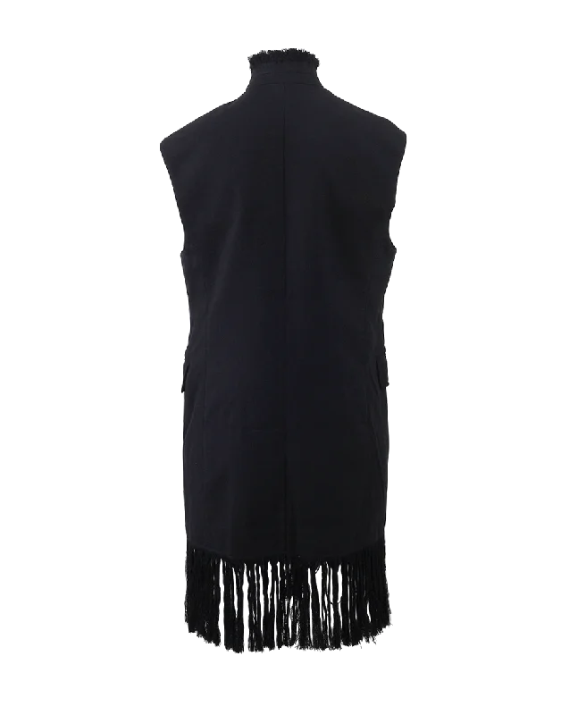 Fringed Hem Long Vest