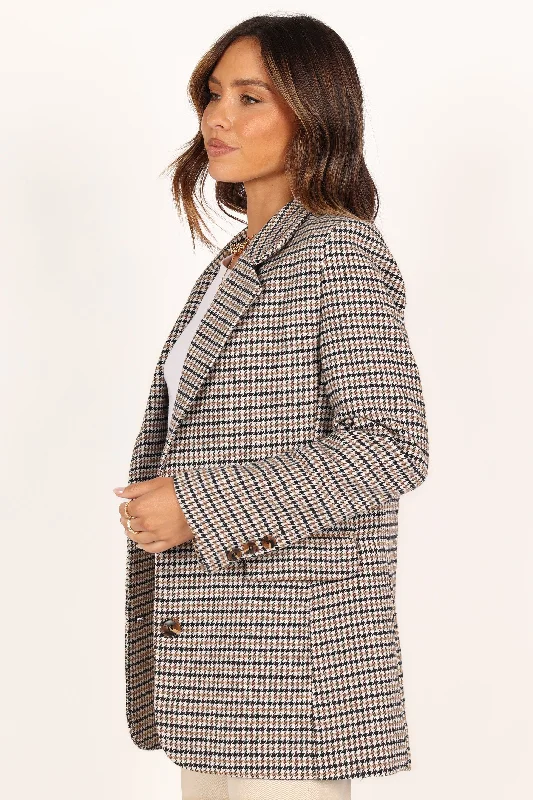 Genevieve Small Plaid Blazer - Brown