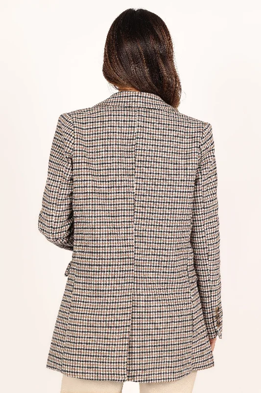 Genevieve Small Plaid Blazer - Brown