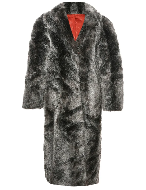 Grey Faux Fur Coat - M