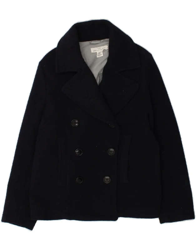 H&M Womens Pea Coat EU 44 XL Navy Blue Polyester