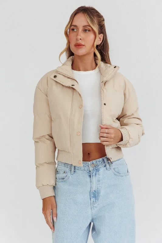 Infatuation Cropped Puffer Jacket White