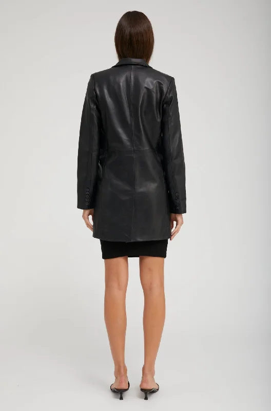 Black Leather Blazer Coat