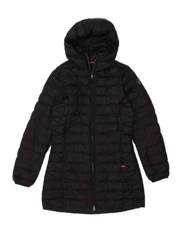 NAPAPIJRI Womens Hooded Padded Coat UK 14 Medium Black Polyester