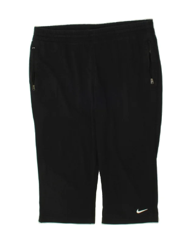 NIKE Womens Dri Fit Capri Tracksuit Trousers UK 14 Medium Black Cotton