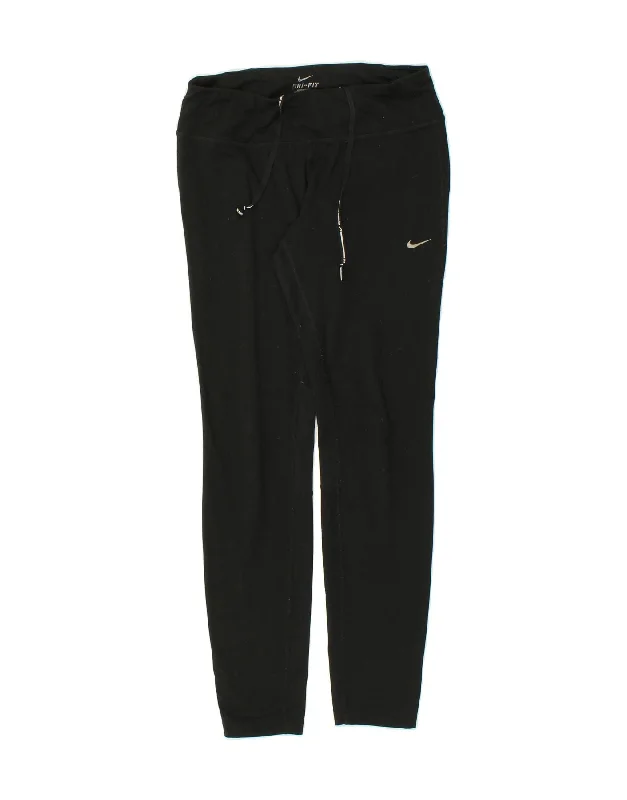 NIKE Womens Dri Fit Leggings UK 14 Medium Black Polyester