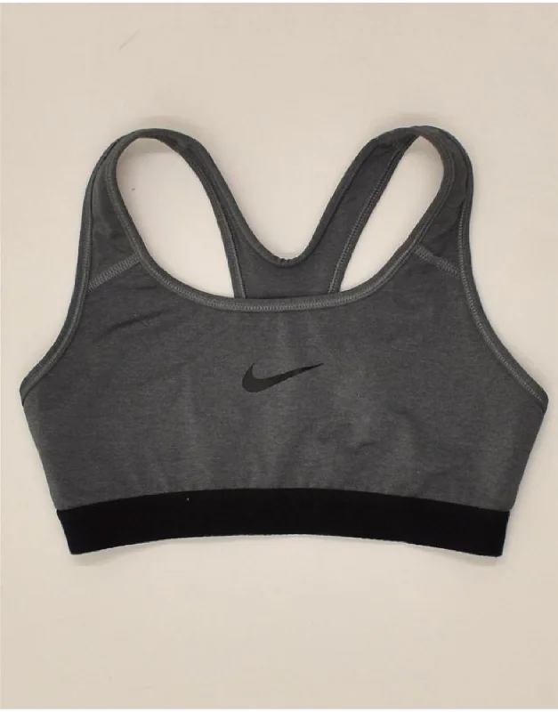 NIKE Womens Dri Fit Sport Bra Top UK 8 Small Grey