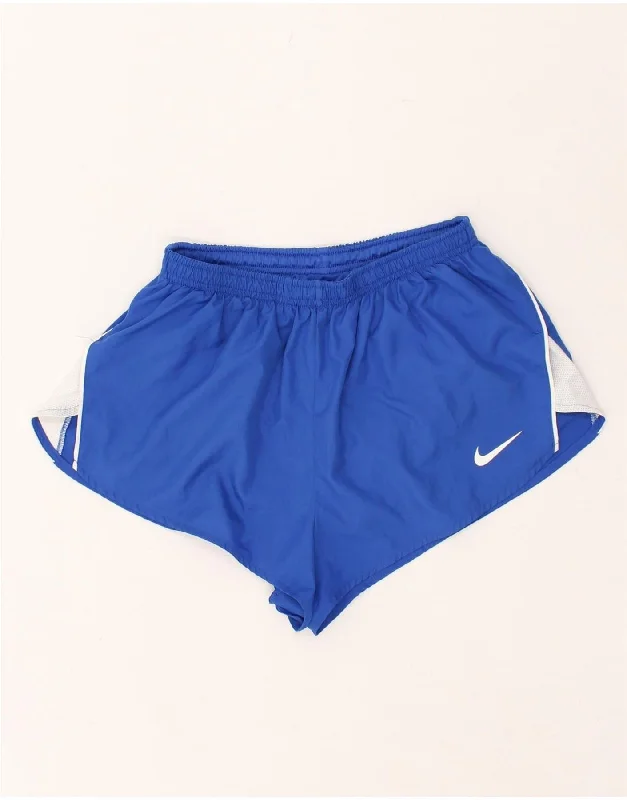 NIKE Womens Dri Fit Sport Shorts UK 12 Medium Blue