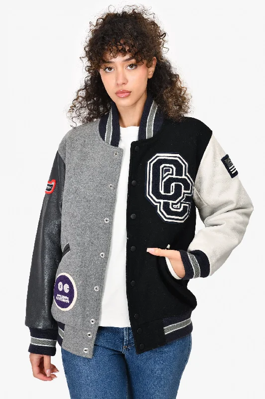 Opening Ceremony Grey/Black Wool/Leather Letterman Jacket Size M