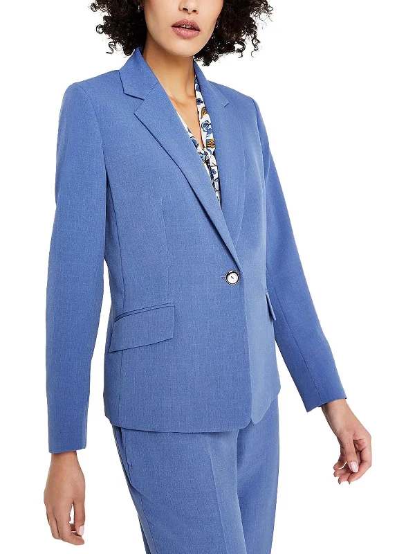 Petites Womens Collar Polyester One-Button Blazer