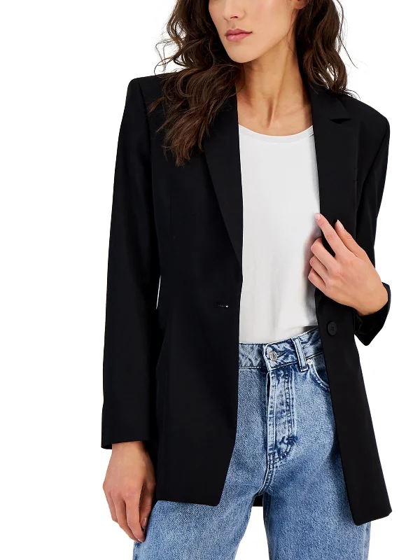 Plus Asonna Womens Cut-Out Viscose One-Button Blazer