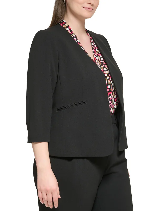 Plus Womens Work Casual Open-Front Blazer