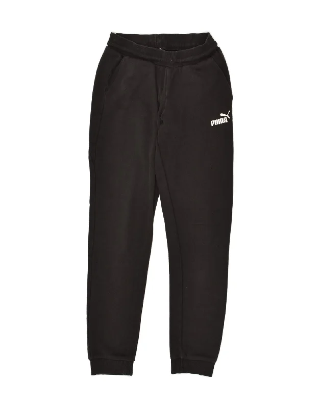 PUMA Womens Tracksuit Trousers Joggers UK 8 small Black Cotton