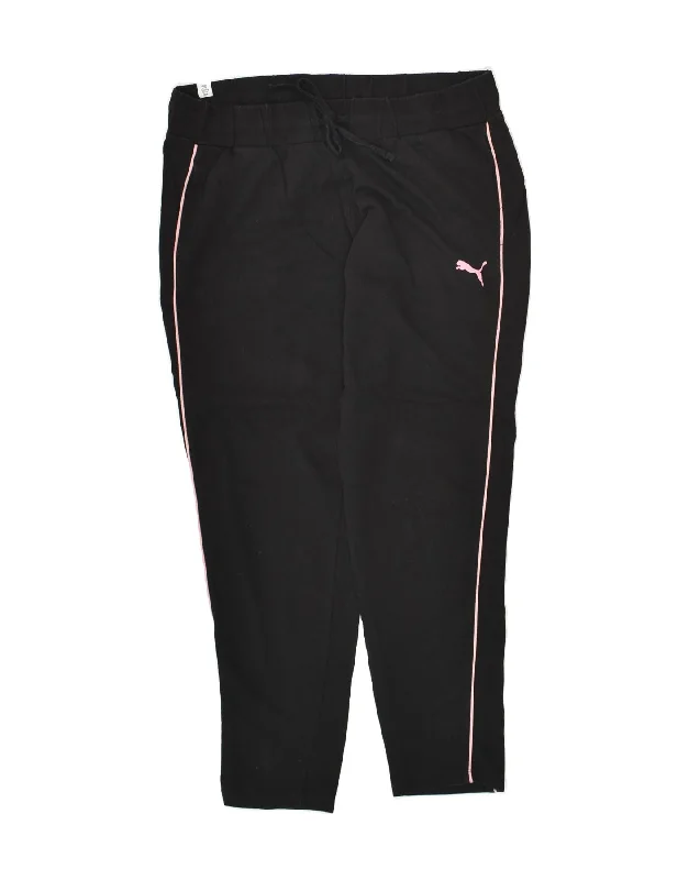 PUMA Womens Tracksuit Trousers UK 14 Medium Black Cotton